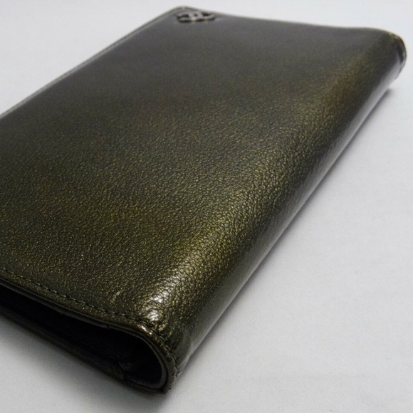 Authentic CHANEL WALLET DARK GREEN PATENT LEATHER COCO PURSE FRANCE - Picture 3 of 12